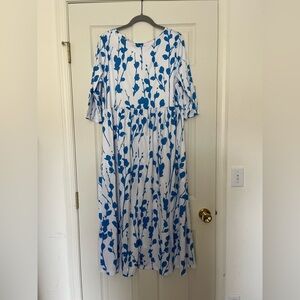 Elegant Blue Floral Women's Dress
